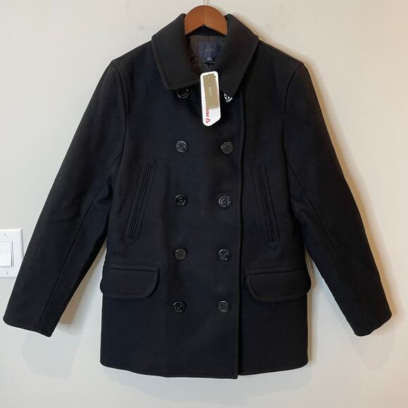J.Crew Dock Peacoat Wool Blend PrimaLoft Insulated City Classic Office CB744 S - Picture 2 of 16